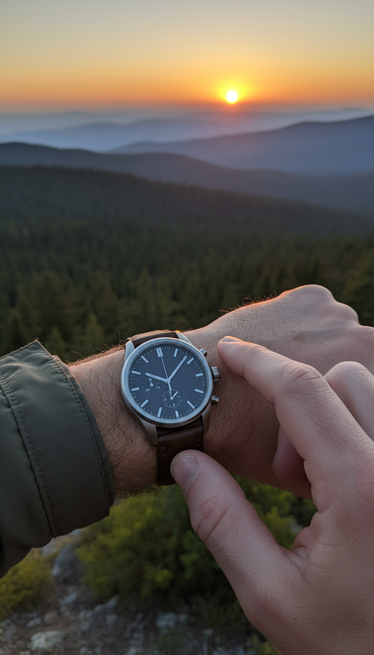 Leather and Metal Watch in use