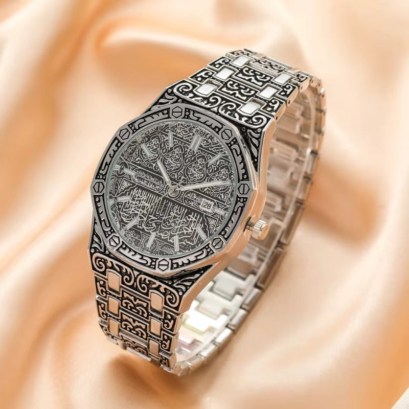 Designed for men of strength, dignity, and style. A luxurious Islamic wristwatch featuring intricate Arabic calligraphy — where faith meets modern elegance. Crafted with sacred Islamic artistry.