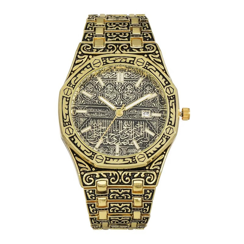 Designed for men of strength, dignity, and style. A luxurious Islamic wristwatch featuring intricate Arabic calligraphy — where faith meets modern elegance. Crafted with sacred Islamic artistry.