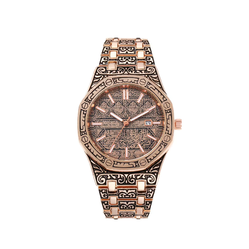 Designed for men of strength, dignity, and style. A luxurious Islamic wristwatch featuring intricate Arabic calligraphy — where faith meets modern elegance. Crafted with sacred Islamic artistry.